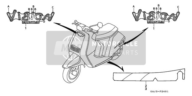 Honda NE50 1994 Streifen (NE50R) für ein 1994 Honda NE50